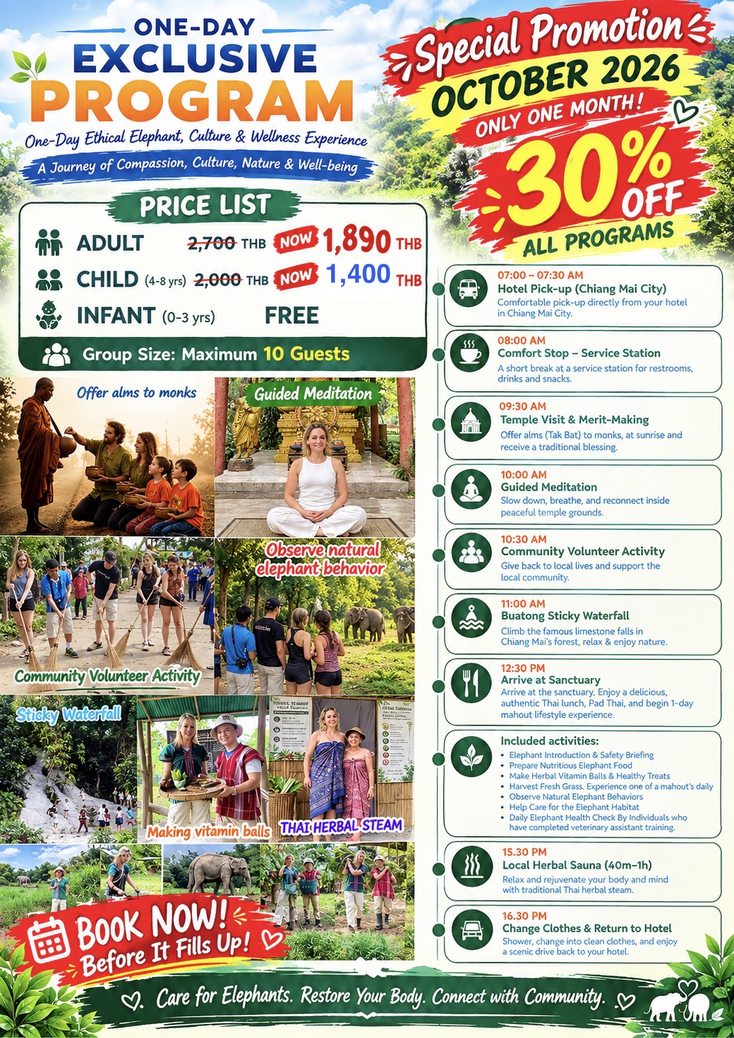 Special Promotion 9.9 Elephant Sanctuary Chiang Mai